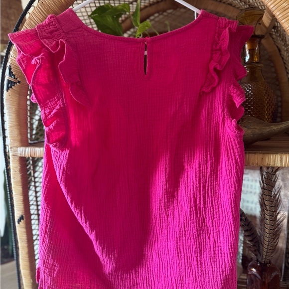 BiBi Fuchsia Ruffle Sleeve Blouse - Picture 4 of 4